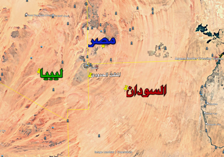 صورة جوية للمثلث الحدودي بين السودان، مصر وليبيا: مصدر (صور قوقل (28/06/2025).